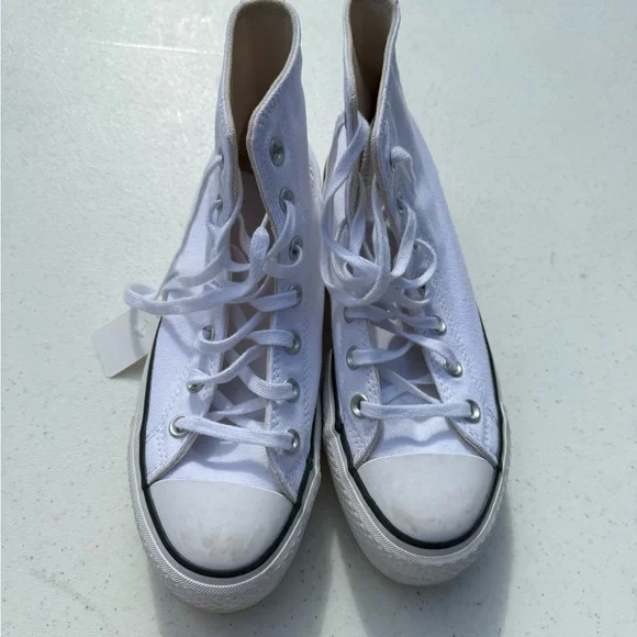 Converse White High-Top Platform Sneakers, size 7.5 - Picture 3 of 6